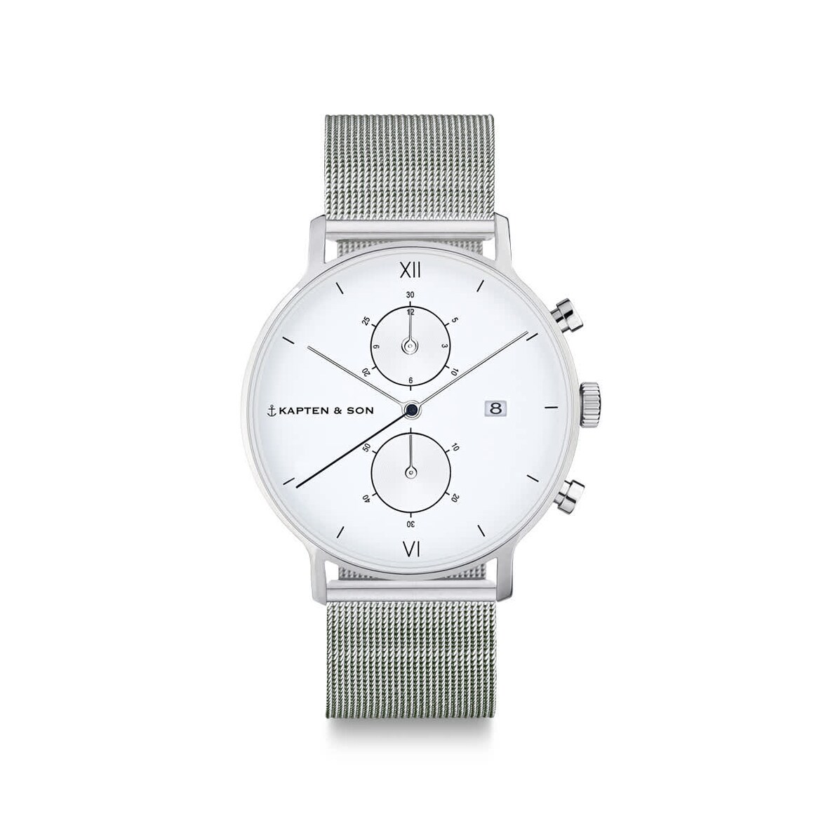 Kpten & Son Chrono Small Silver Mesh